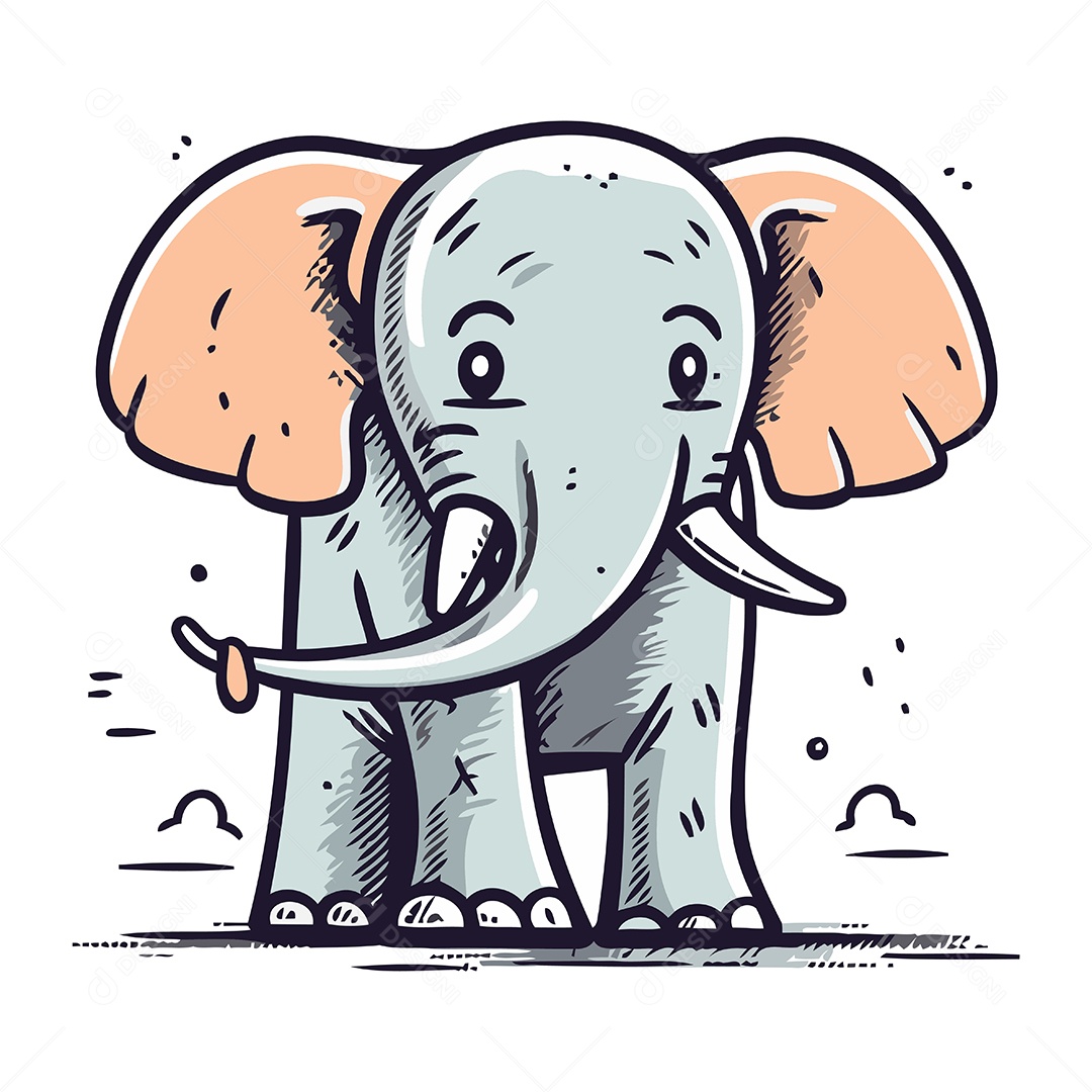 Elefante Desenho Animado Ilustração Vetor EPS
