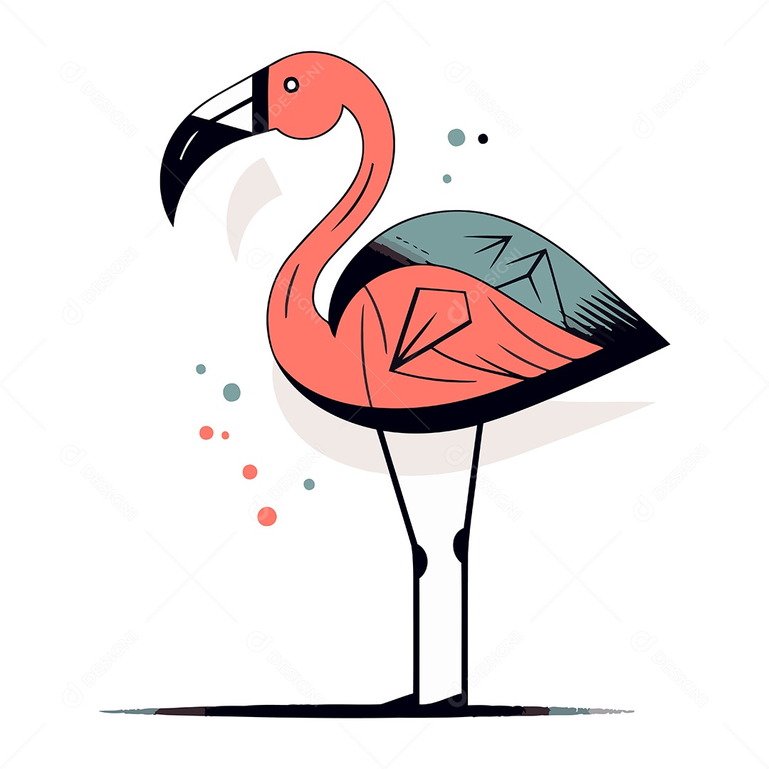 Flamingo Desenho Animado Ilustração Vetor EPS