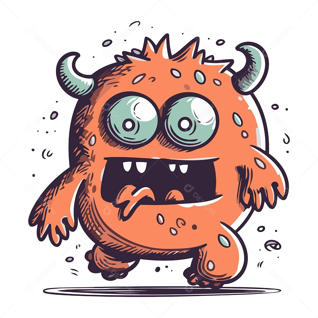 Monstro Desenho Animado Ilustração Vetor EPS