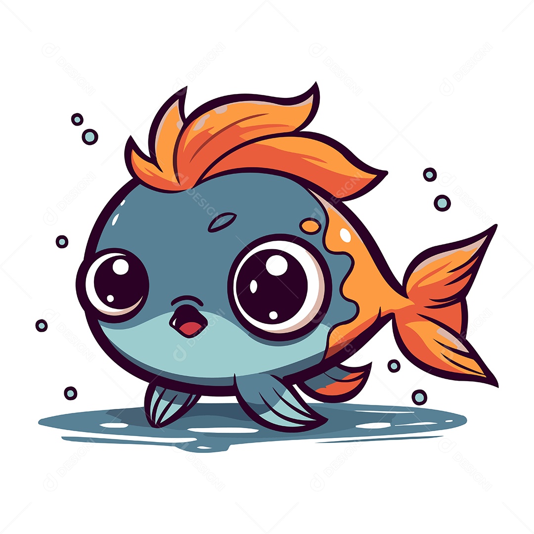 Peixe Desenho Animado Ilustração Vetor EPS