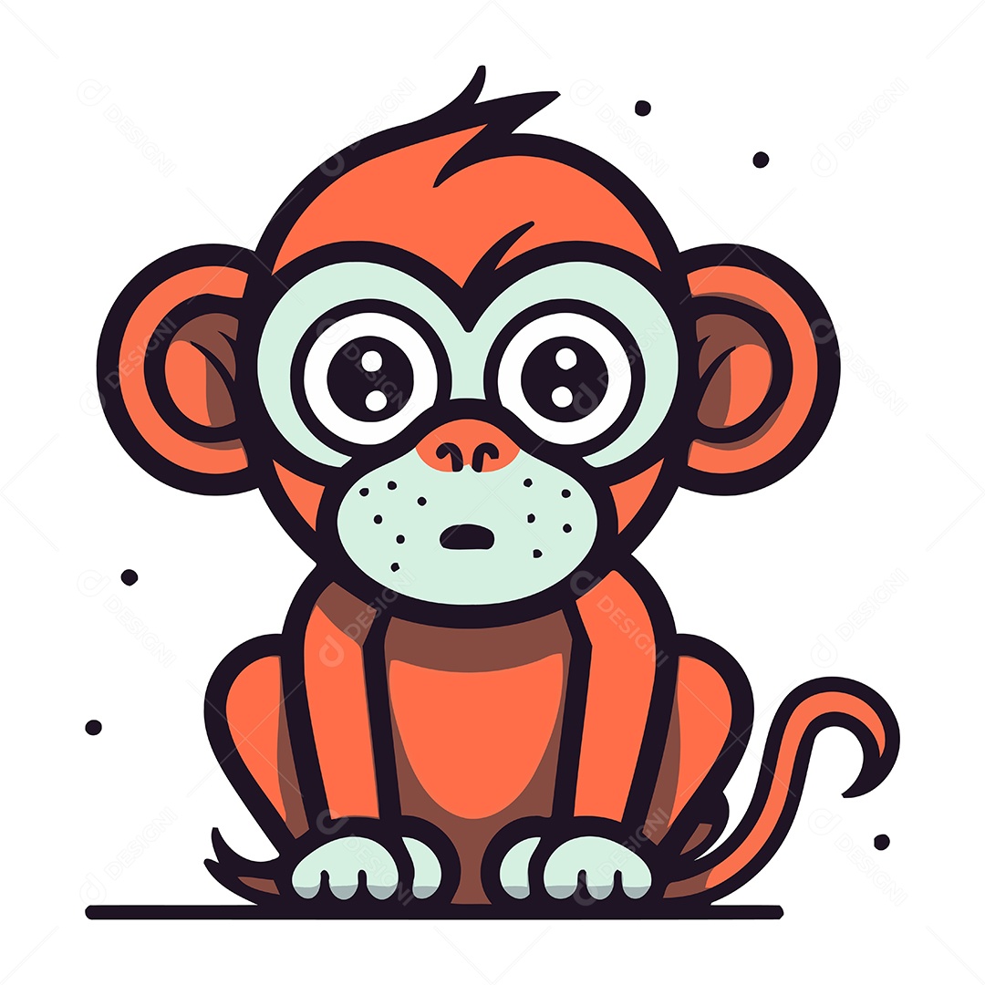Macaco Desenho Animado Ilustração Vetor EPS