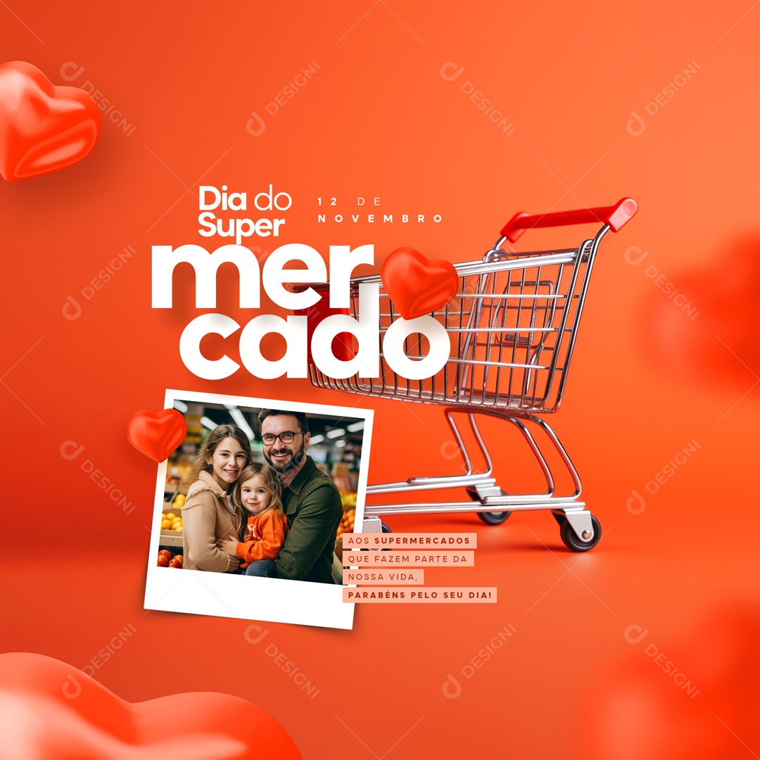 Social Media Dia Do Supermercado Parabéns Pelo Seu Dia PSD Editável