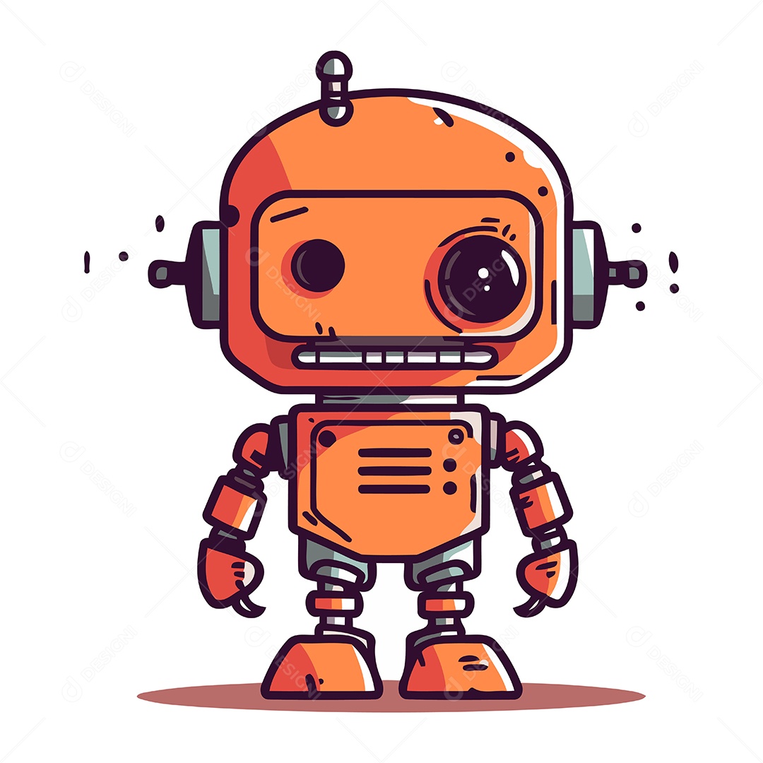 Robô Desenho Animado Ilustração Vetor EPS