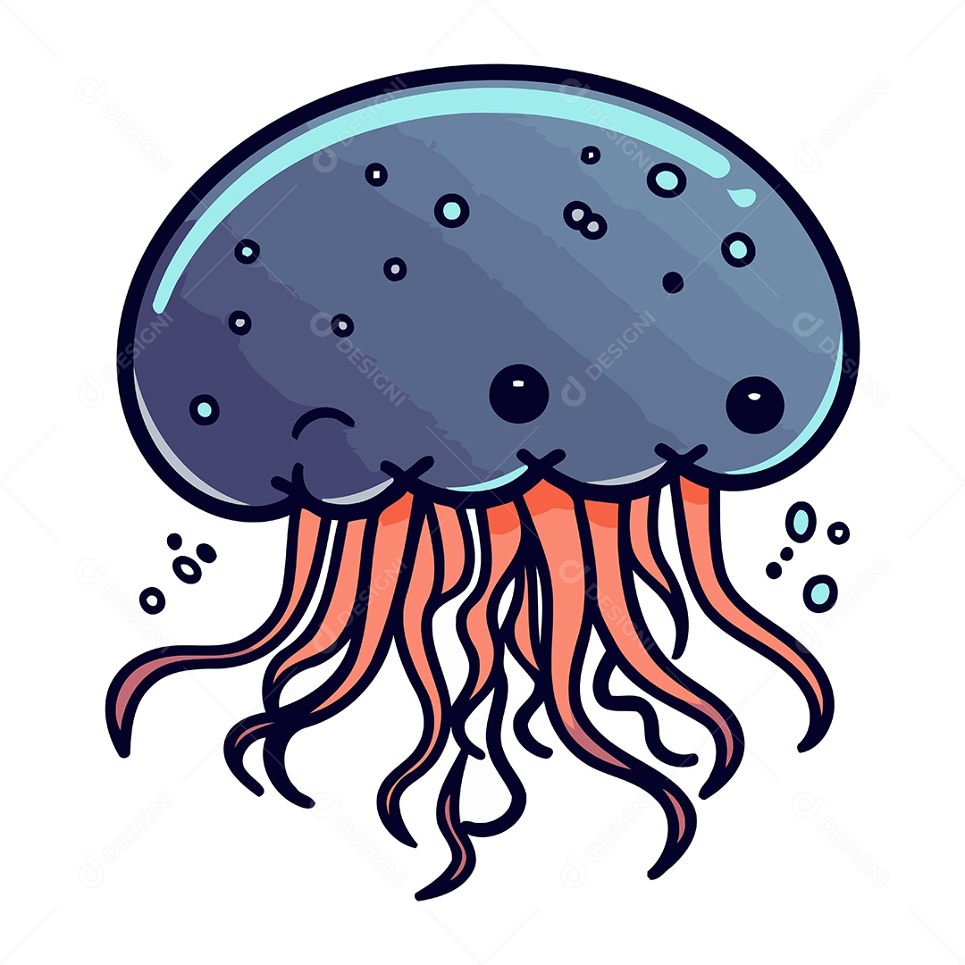 Água Viva Desenho Animado Ilustração Vetor EPS