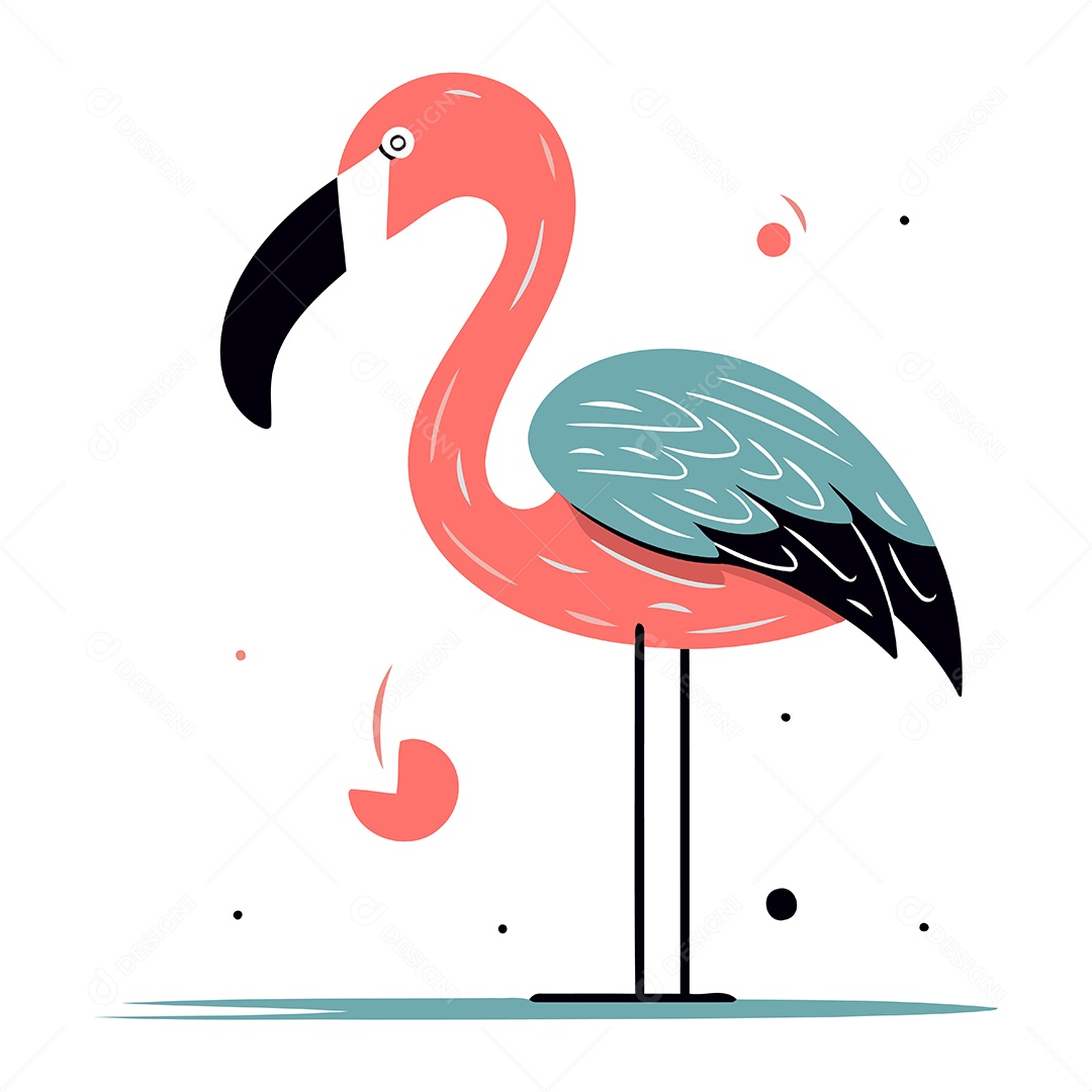 Flamingo Desenho Animado Ilustração Vetor EPS