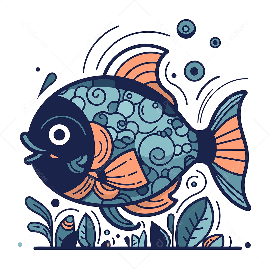 Peixe Desenho Animado Ilustração Vetor EPS