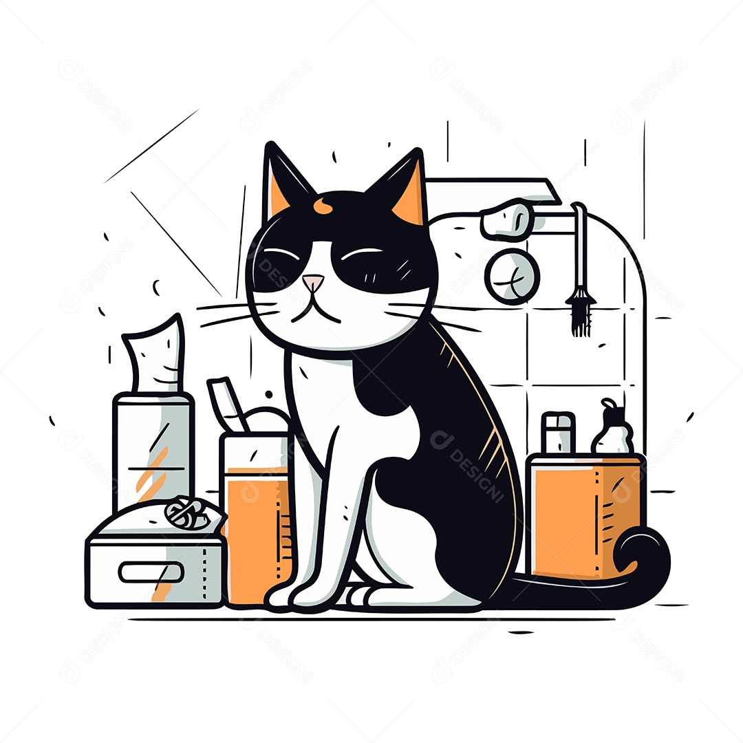 Gato Desenho Animado Ilustração Vetor EPS