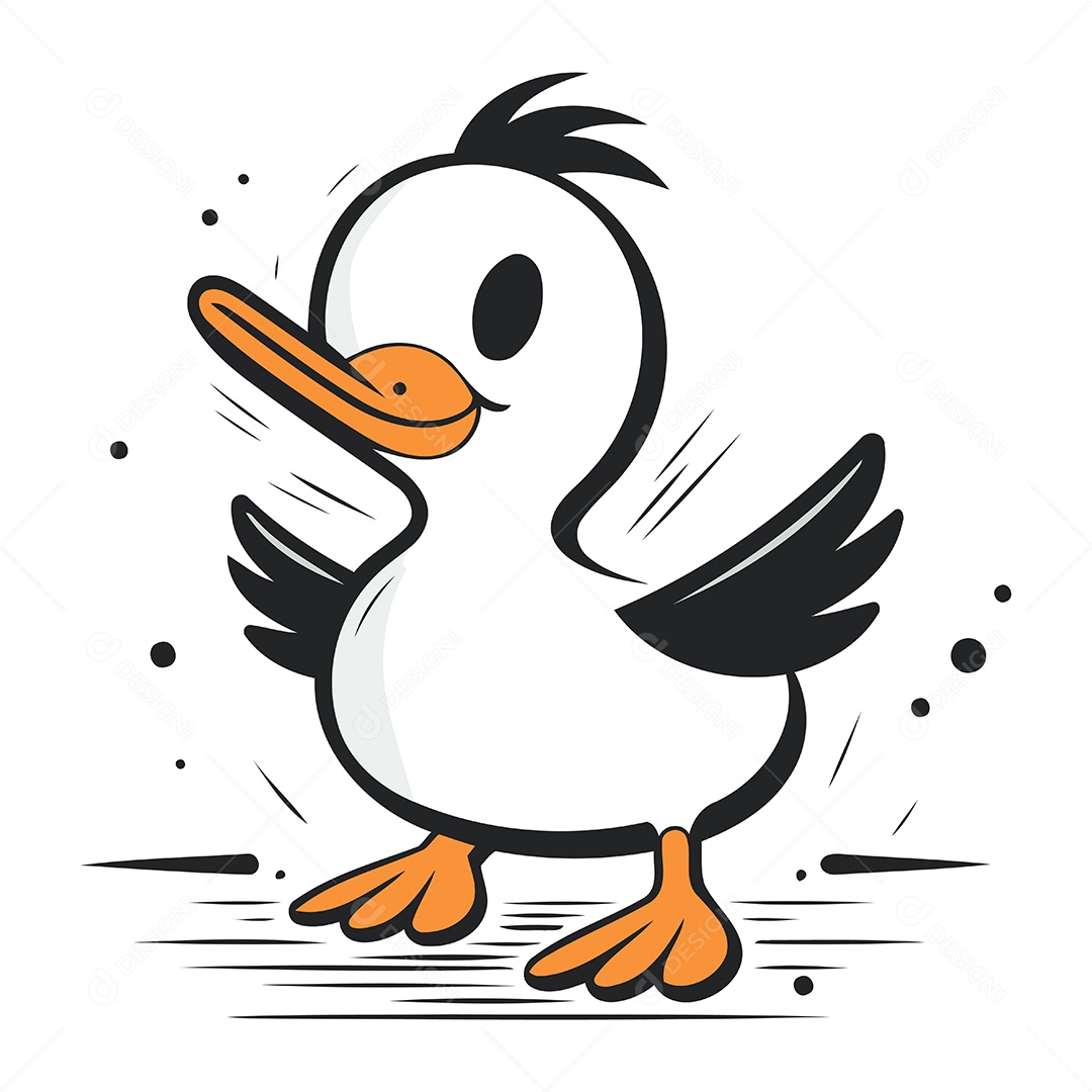 Pato Desenho Animado Ilustração Vetor EPS
