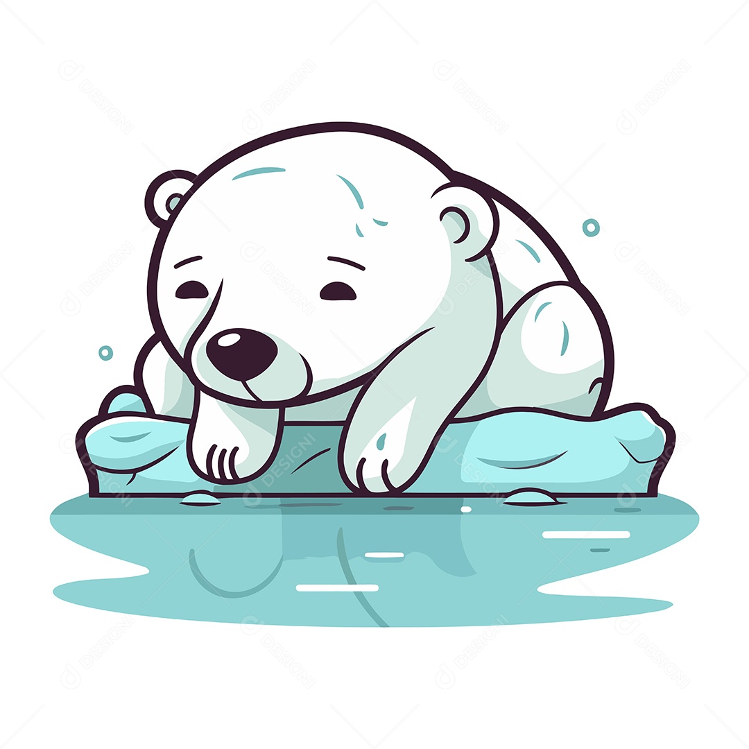 Urso Polar Desenho Animado Ilustração Vetor EPS