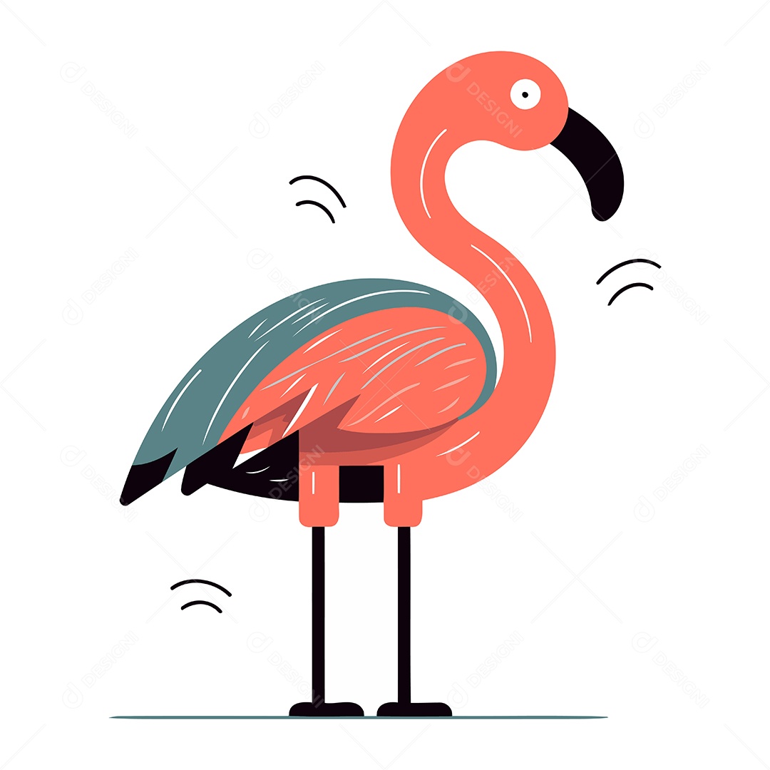 Flamingo Desenho Animado Ilustração Vetor EPS