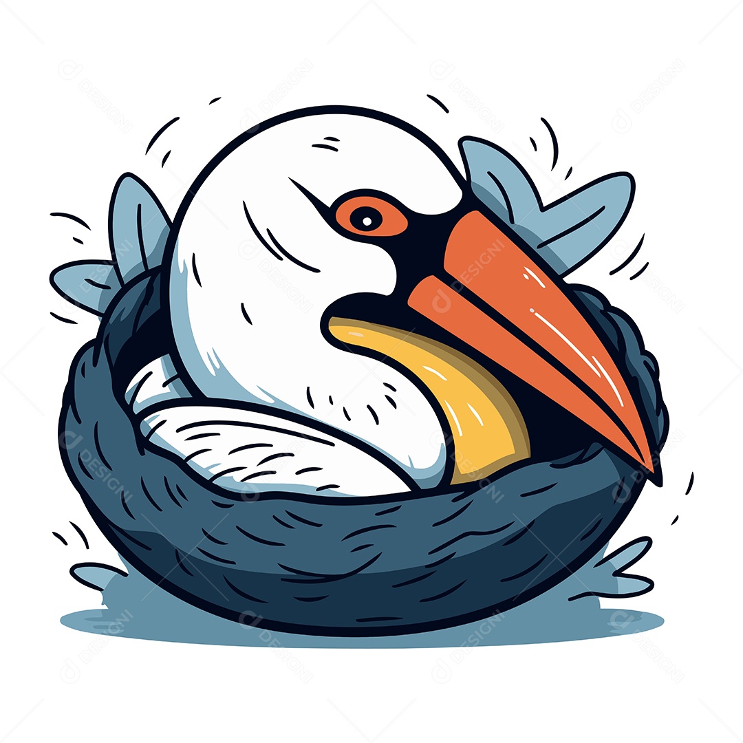 Pássaro no Ninho Desenho Animado Ilustração Vetor EPS