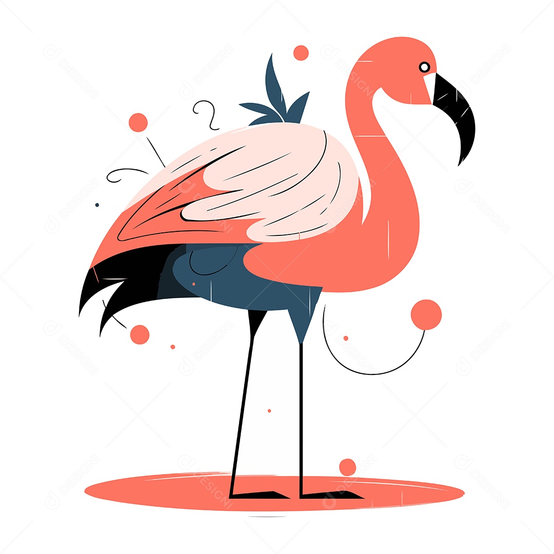 Flamingo Desenho Animado Ilustração Vetor EPS