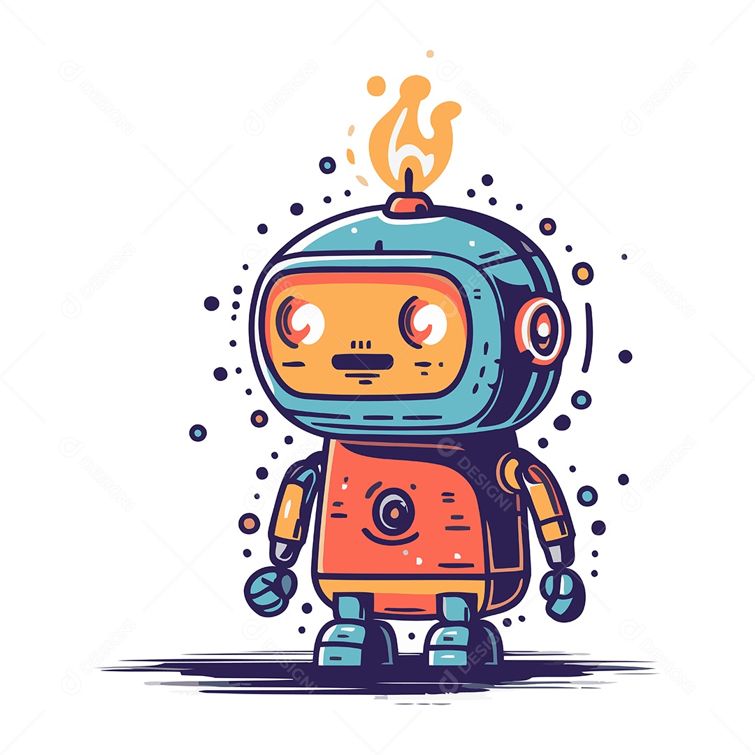 Robô Desenho Animado Ilustração Vetor EPS