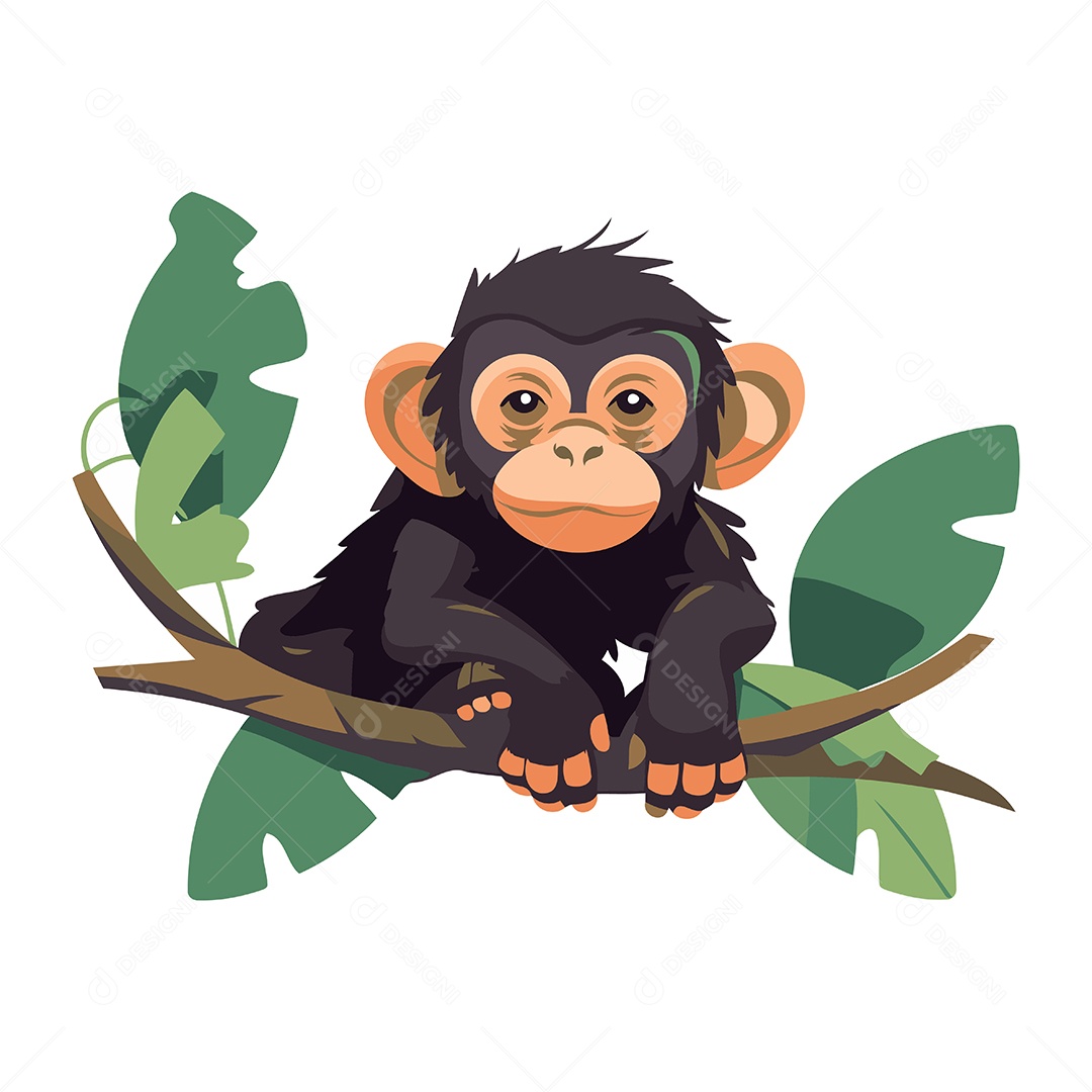 Macaco Desenho Animado Ilustração Vetor EPS