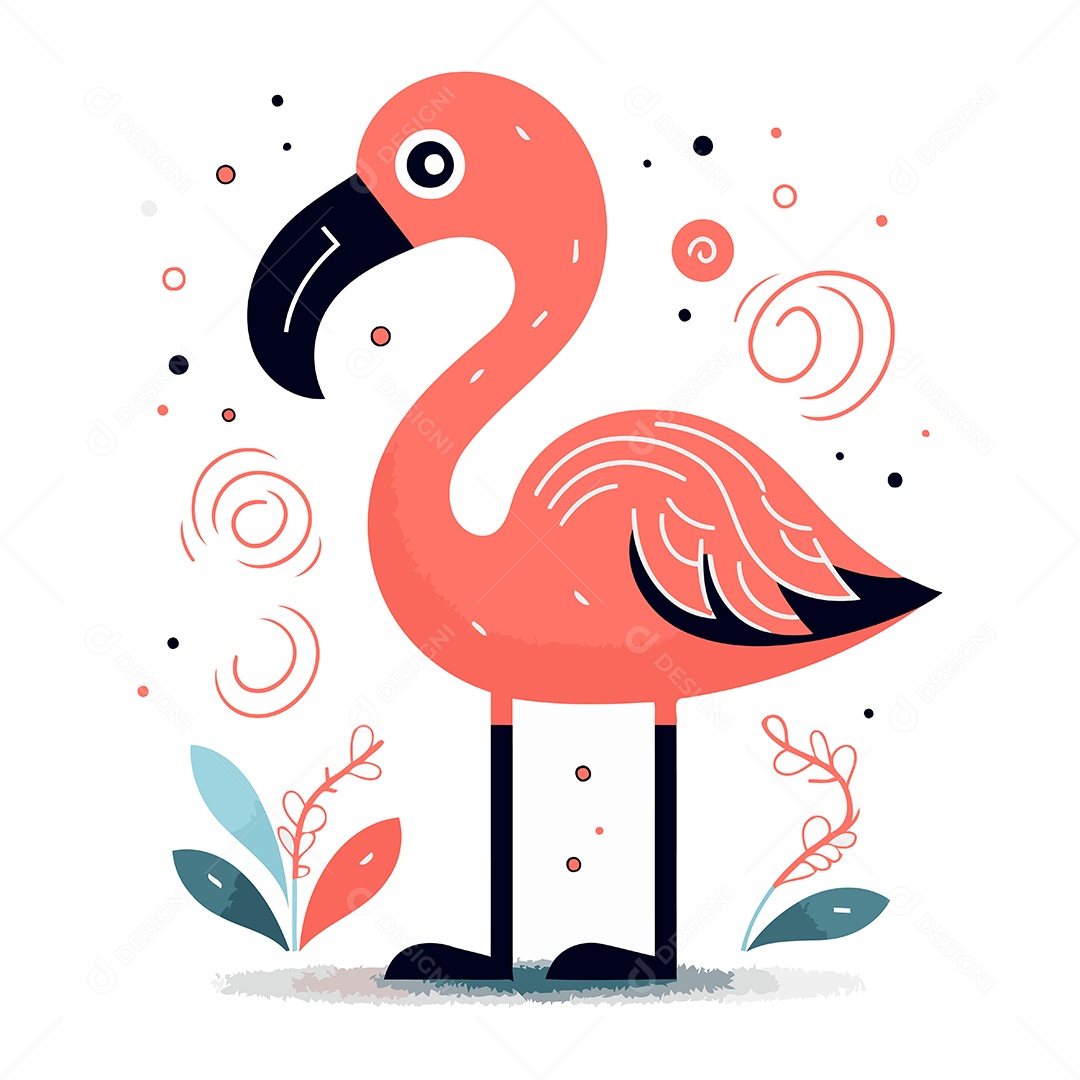 Flamingo Desenho Animado Ilustração Vetor EPS