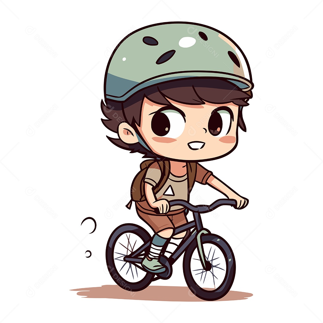 Garoto de Bicicleta Desenho Animado Ilustração Vetor EPS