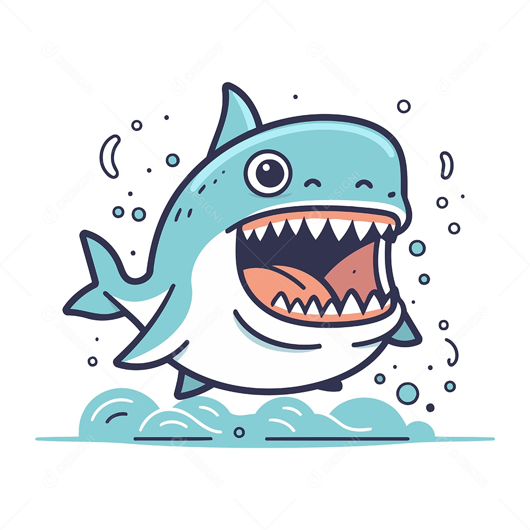 Tubarão Desenho Animado Ilustração Vetor EPS