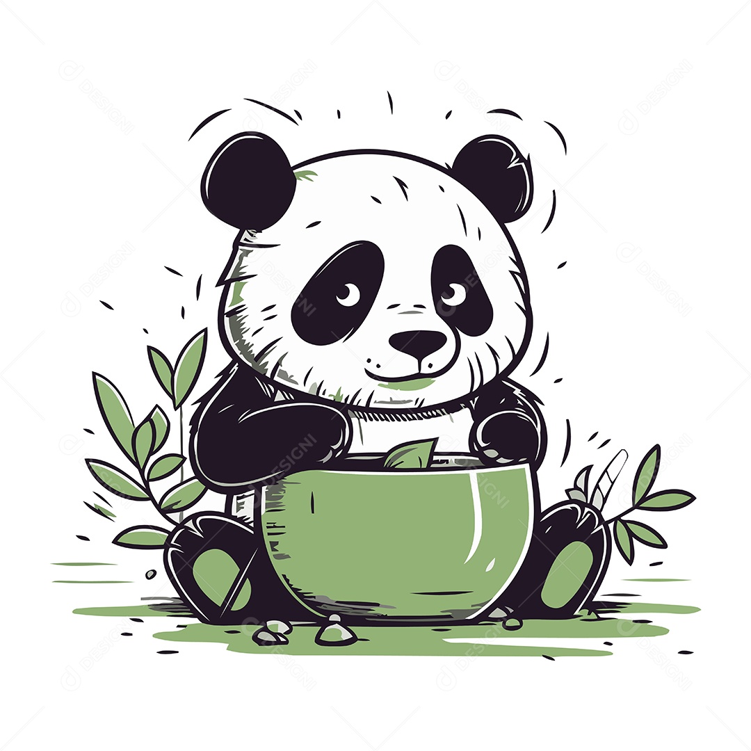 Urso Panda Desenho Animado Ilustração Vetor EPS