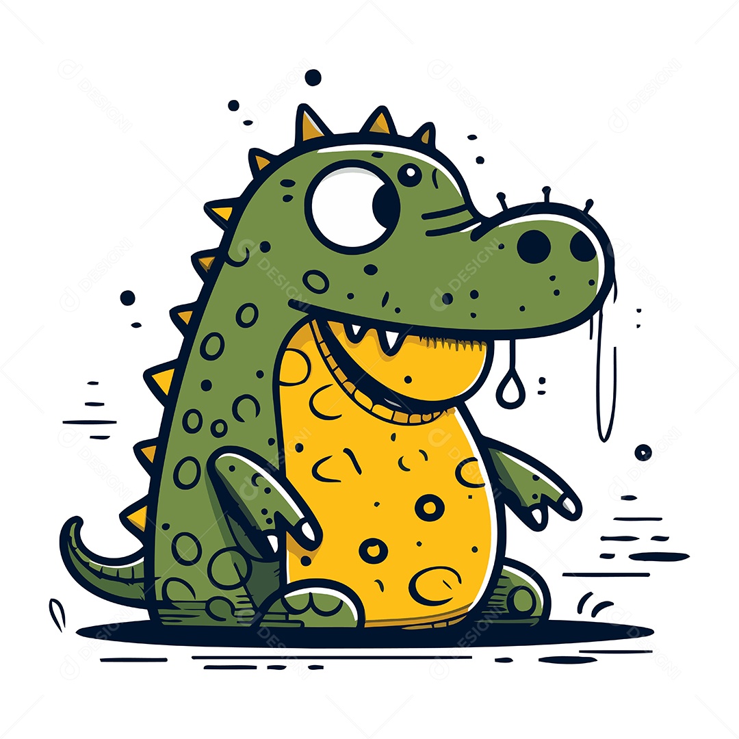 Jacaré Desenho Animado Ilustração Vetor EPS