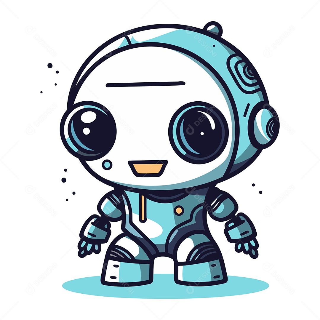 Robô Desenho Animado Ilustração Vetor EPS