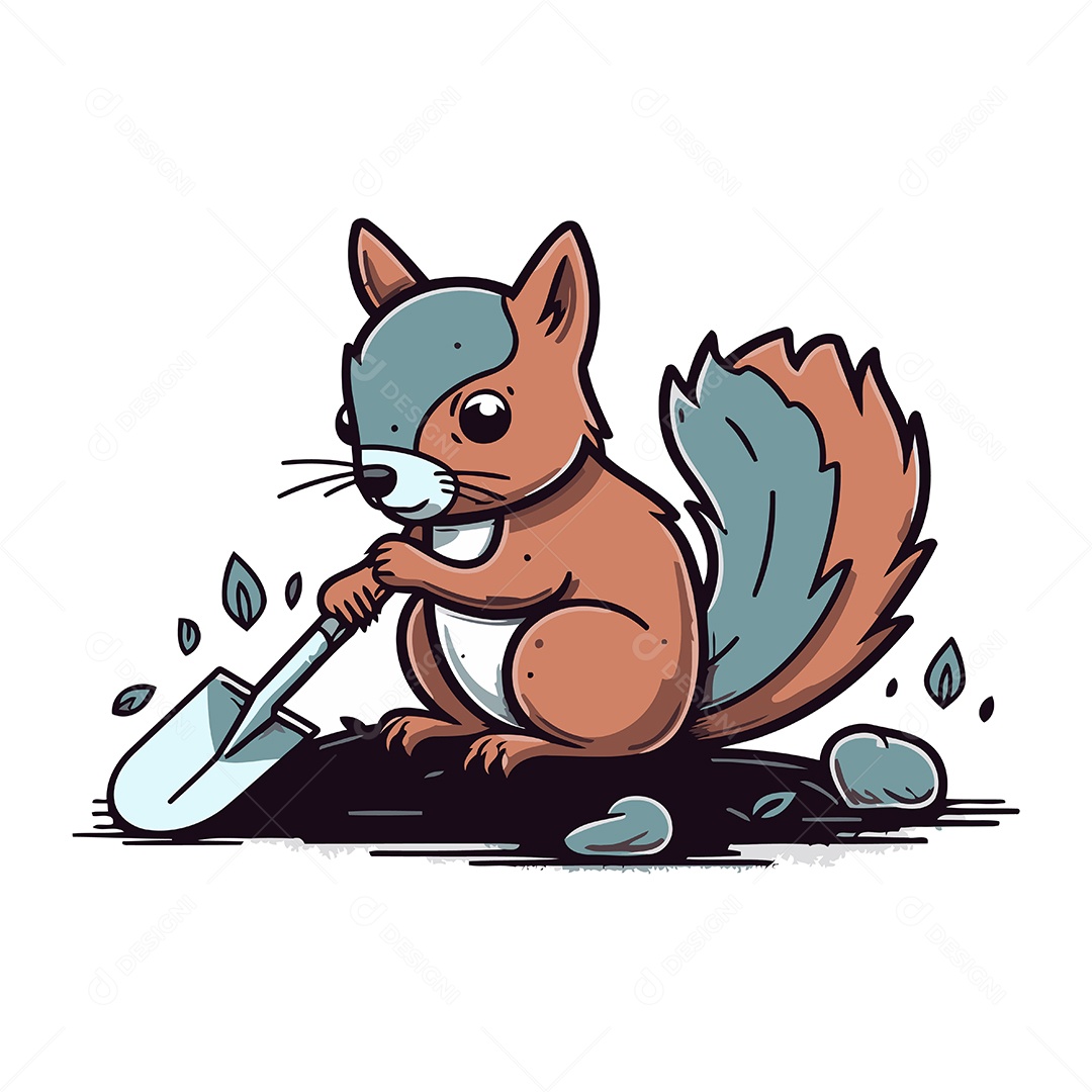 Esquilo Desenho Animado Ilustração Vetor EPS