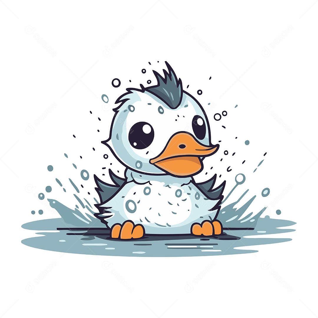 Pato Desenho Animado Ilustração Vetor EPS