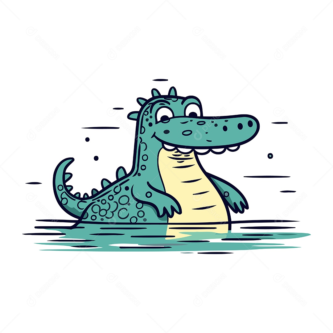 Jacaré Desenho Animado Ilustração Vetor EPS