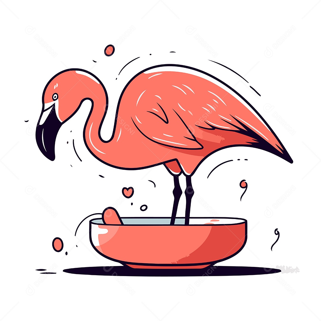 Flamingo Desenho Animado Ilustração Vetor EPS