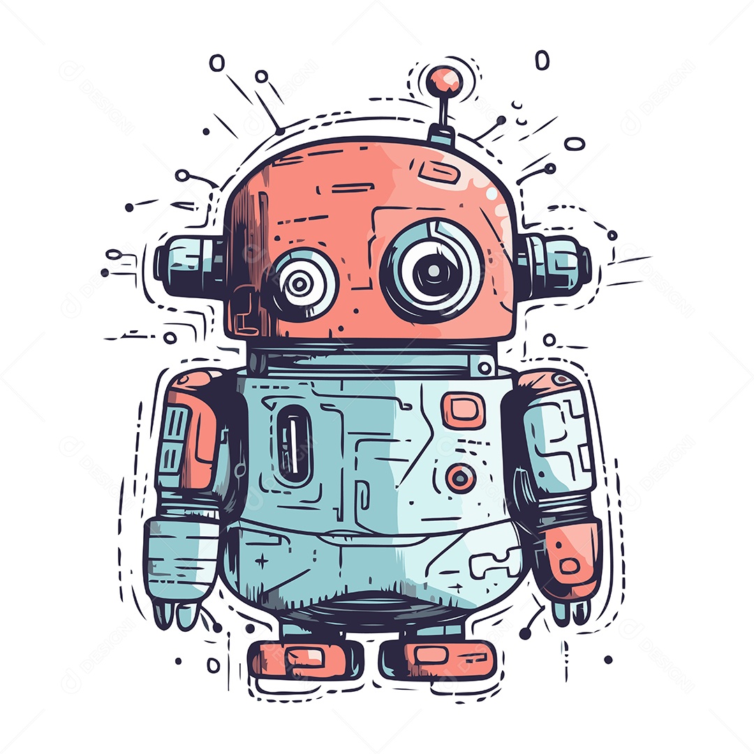 Robô Desenho Animado Ilustração Vetor EPS