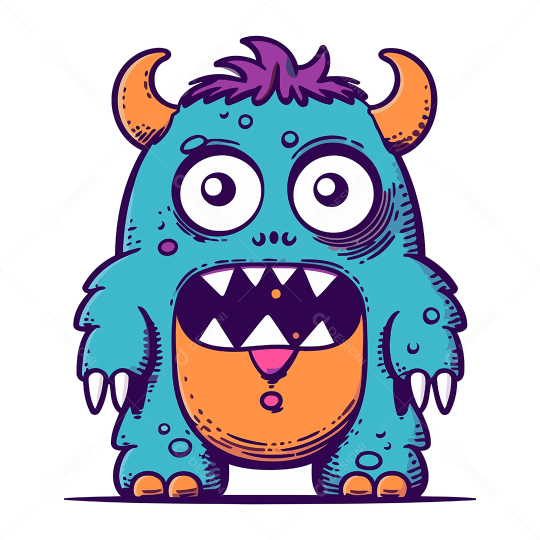 Monstro Desenho Animado Ilustração Vetor EPS