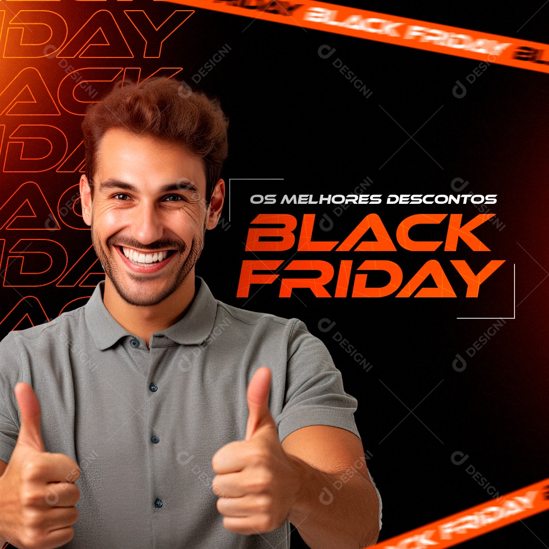 Os Melhores Descontos Black Friday Social Media PSD Editável
