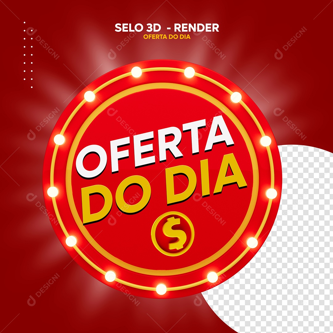 Ofertas do Dia Selo 3D Branco Dourado para Composição PSD