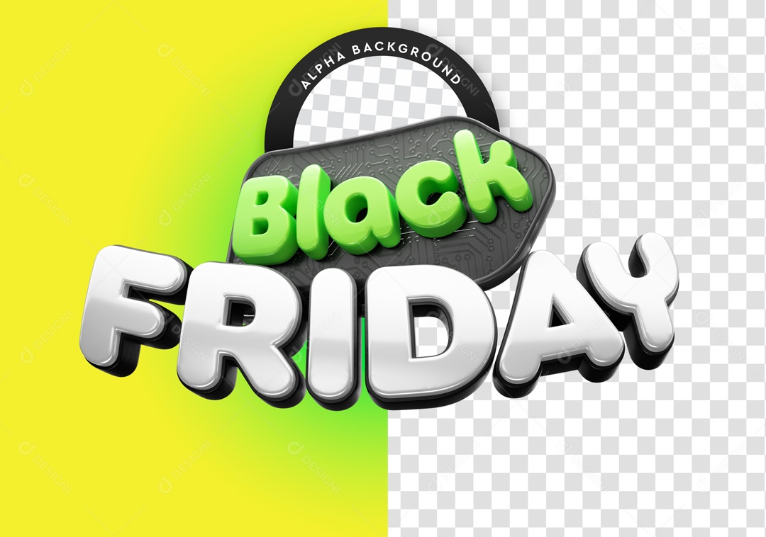 Selo 3D Black Friday Amarelo Para Composição PSD