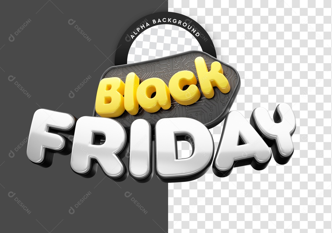 Selo 3D Black Friday Cinza Para Composição PSD