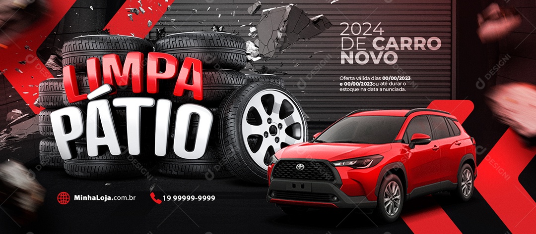 Social Media Banner Limpa Pátio Concessionária 2024 De Carro Novo PSD Editável