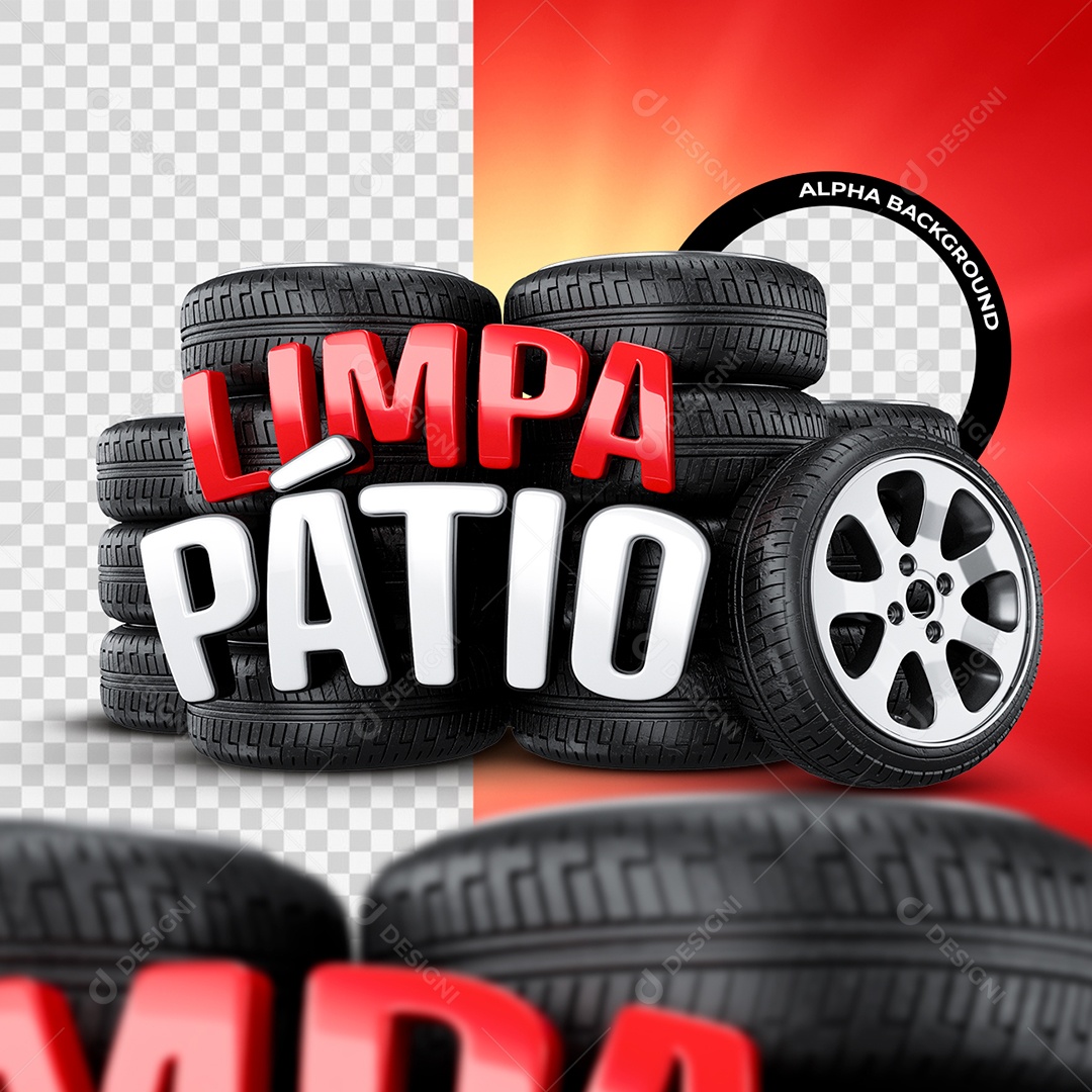 Limpa Pátio Selo 3D Branco e Vermelho para Composição PSD