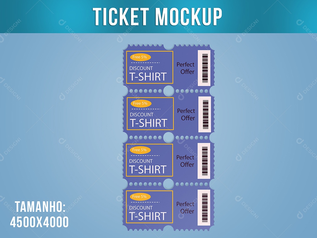 Ticket Desconto Mockup PSD Editável