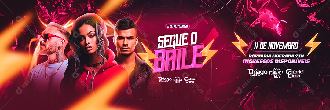 Flyer Carrossel Segue o Baile Thiago Cunha Fernanda Pires Gabriel Lima Social Media  PSD Editável