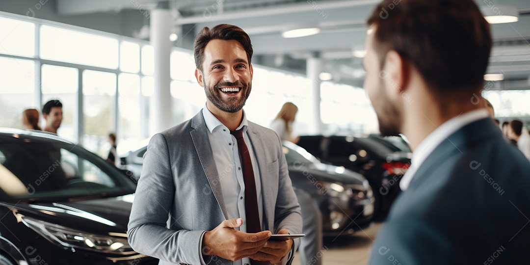 Pessoas de vendedor de carros em concessionária de automóveis