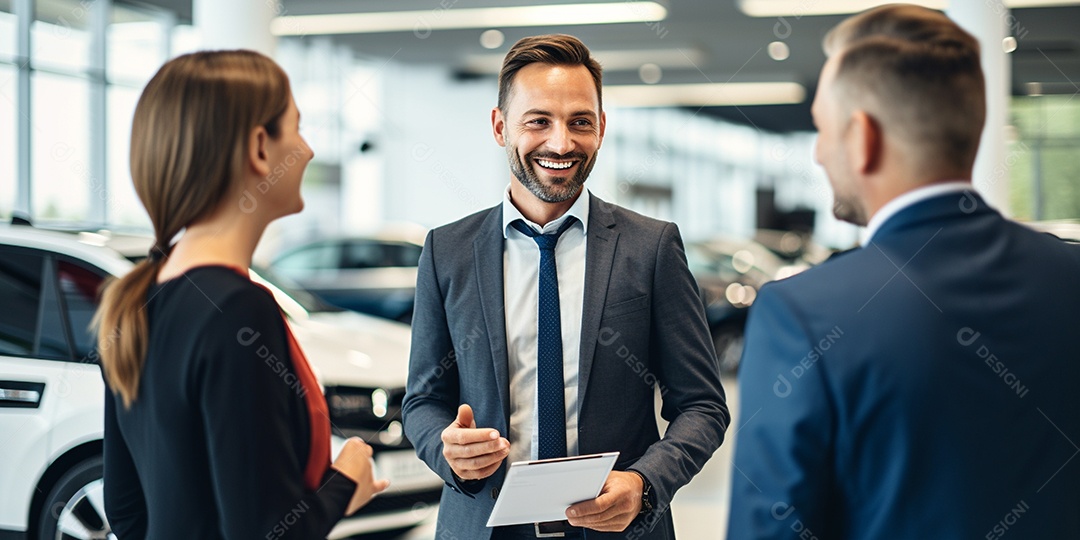 Pessoas de vendedor de carros em concessionária de automóveis
