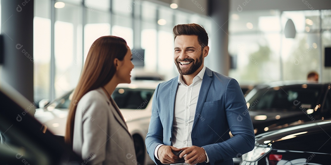 Pessoas de vendedor de carros em concessionária de automóveis