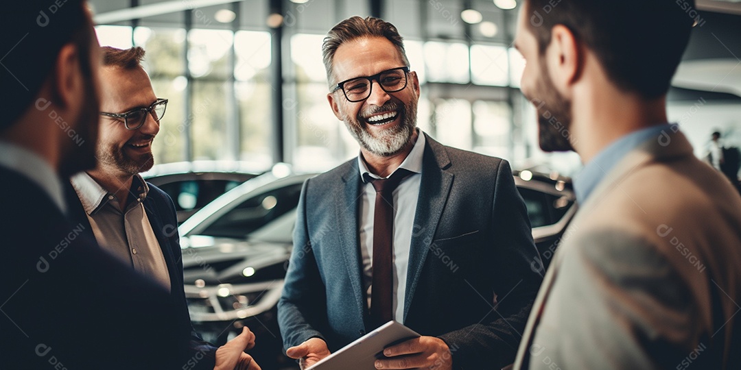 Pessoas de vendedor de carros em concessionária de automóveis