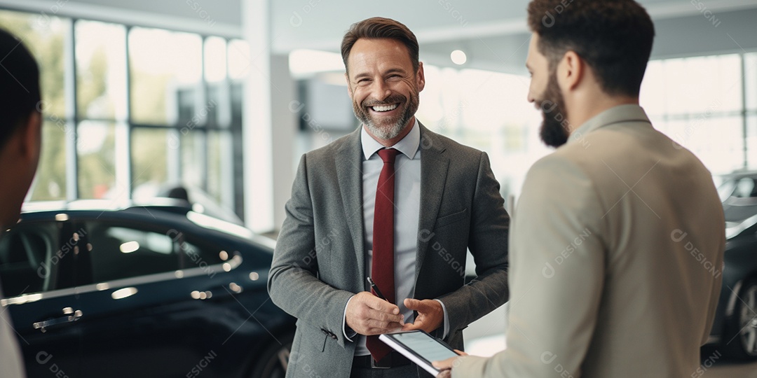 Pessoas de vendedor de carros em concessionária de automóveis