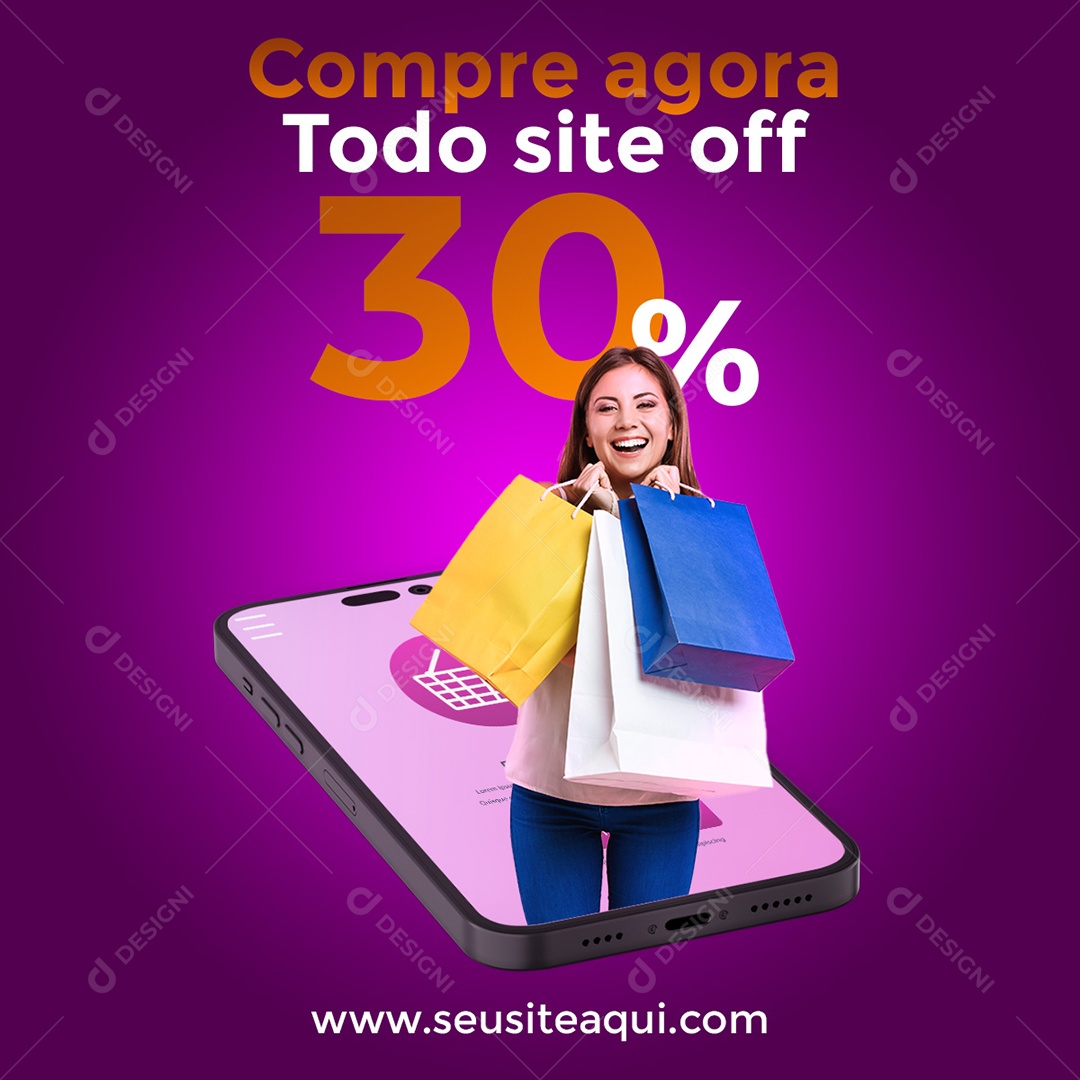 Social Media Compre Agora Todo Site Off PSD Editável