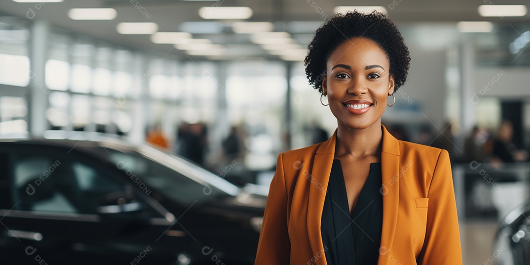 Vendedora de carros negra em concessionárias de automóveis