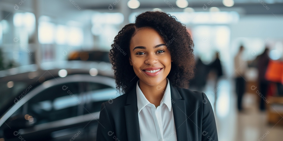 Vendedora de carros negra em concessionárias de automóveis