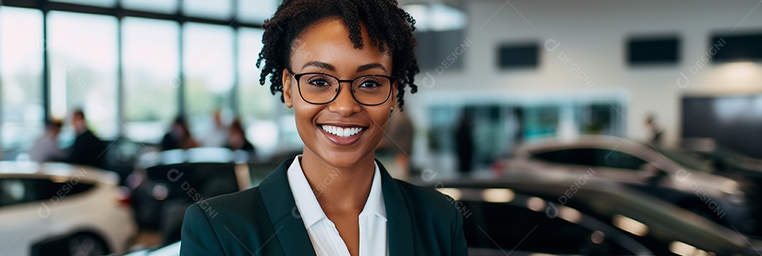 Vendedora de carros negra em concessionárias de automóveis