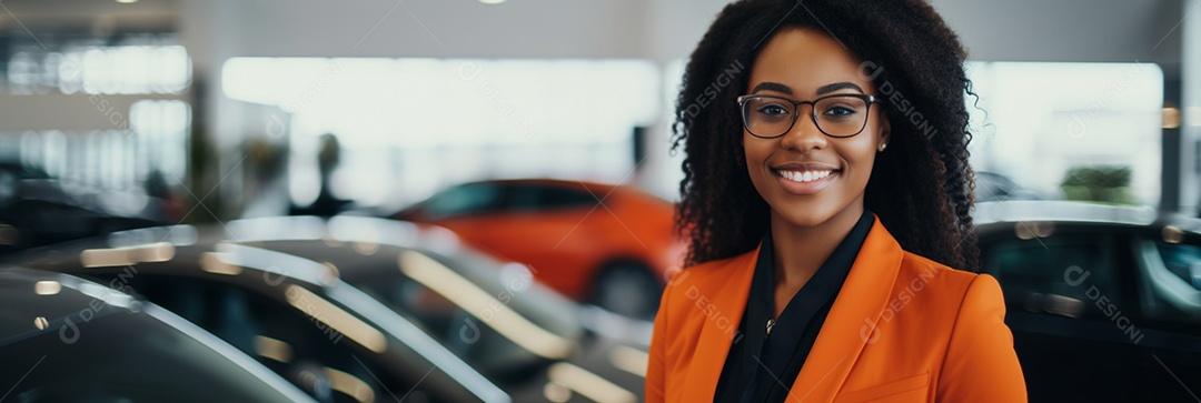 Vendedora de carros negra em concessionárias de automóveis
