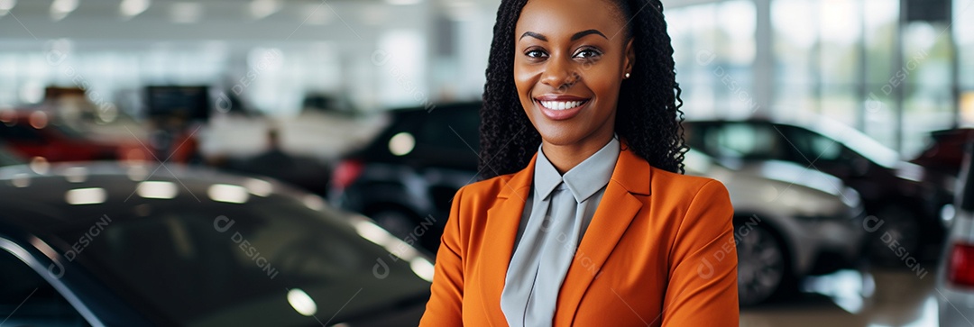 Vendedora de carros negra em concessionárias de automóveis