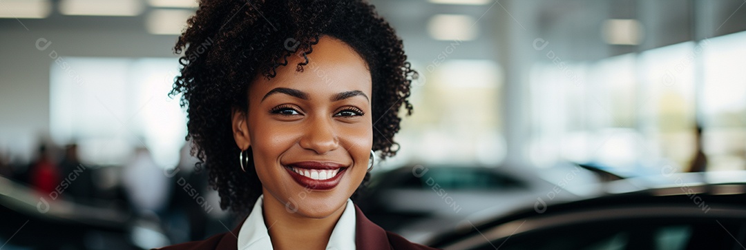 Vendedora de carros negra em concessionárias de automóveis